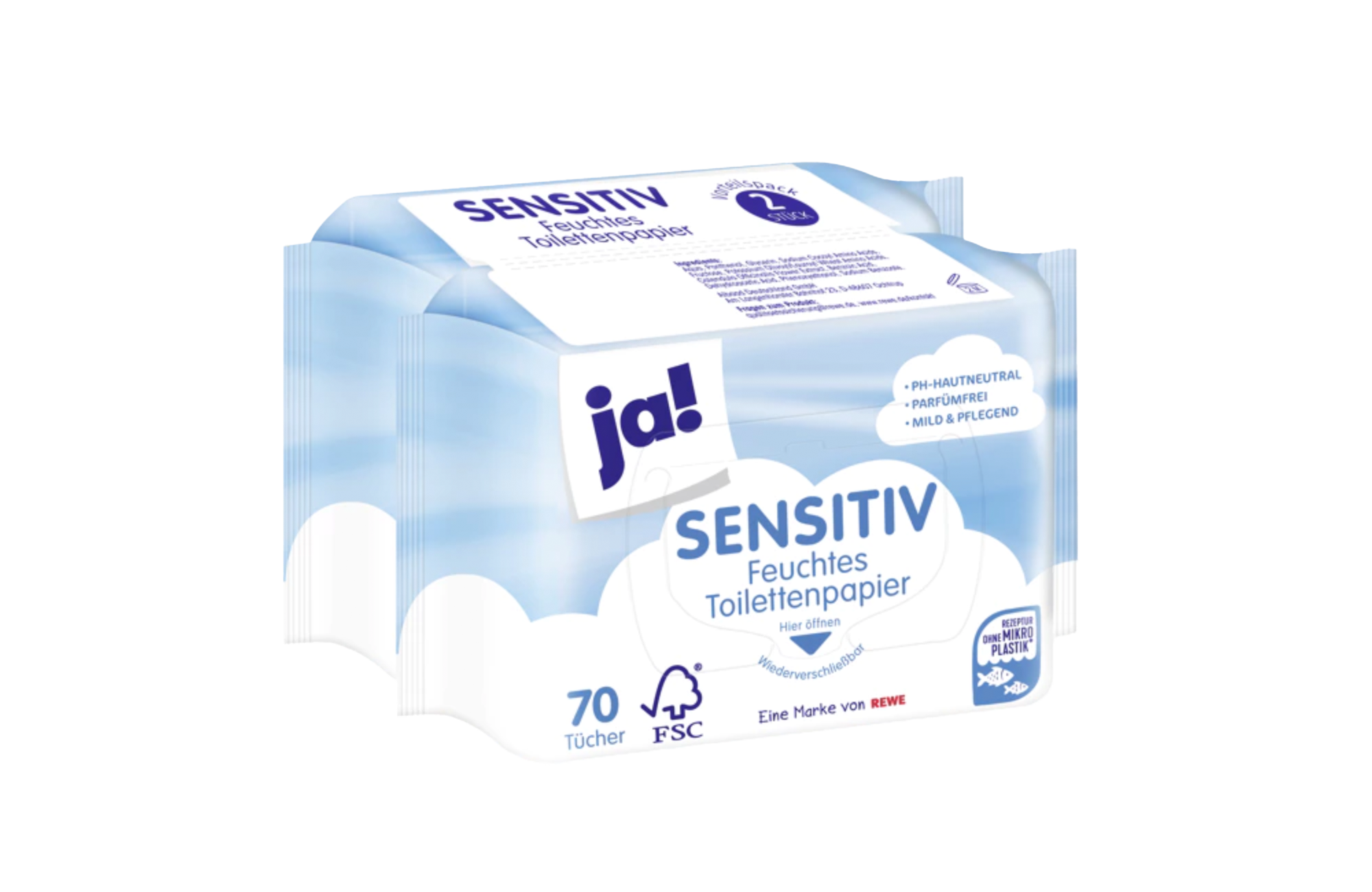 JA! Toilettenpapier Feucht Sensitiv 2x70BL