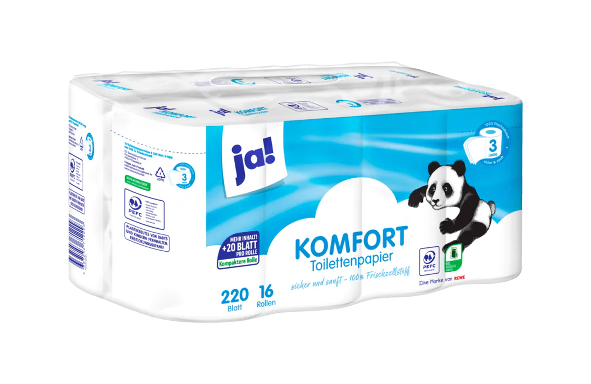 JA! Toilettenpapier 3LG 33% RC 4X220BL