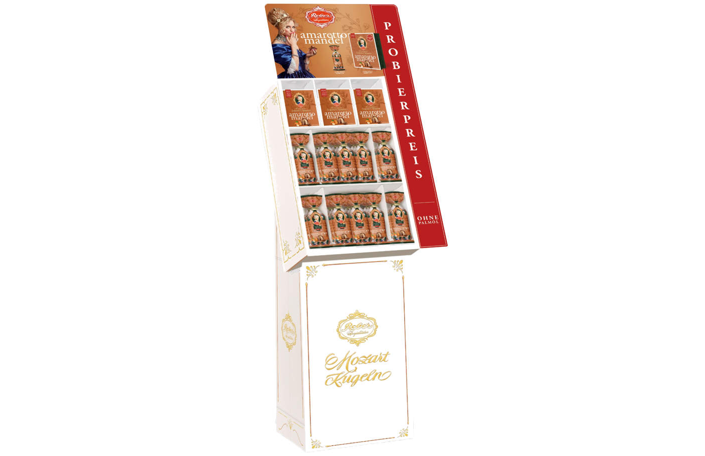 Reber Constance Mozart Kugeln "Amaretto-Mandel" 2-fach - 65er Display