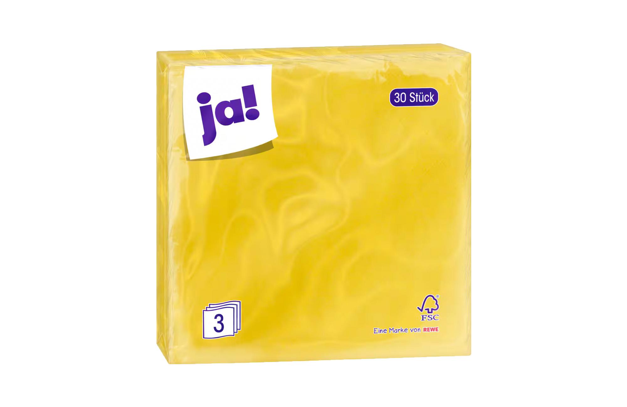 JA! Servietten Gelb 30Er 33CM